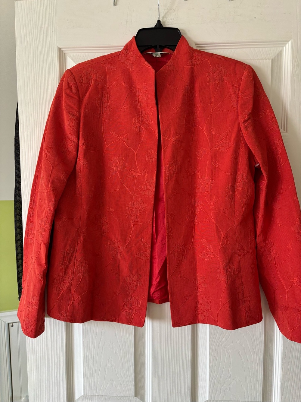 Austin Reed Red Brocade Open-Front Jacket